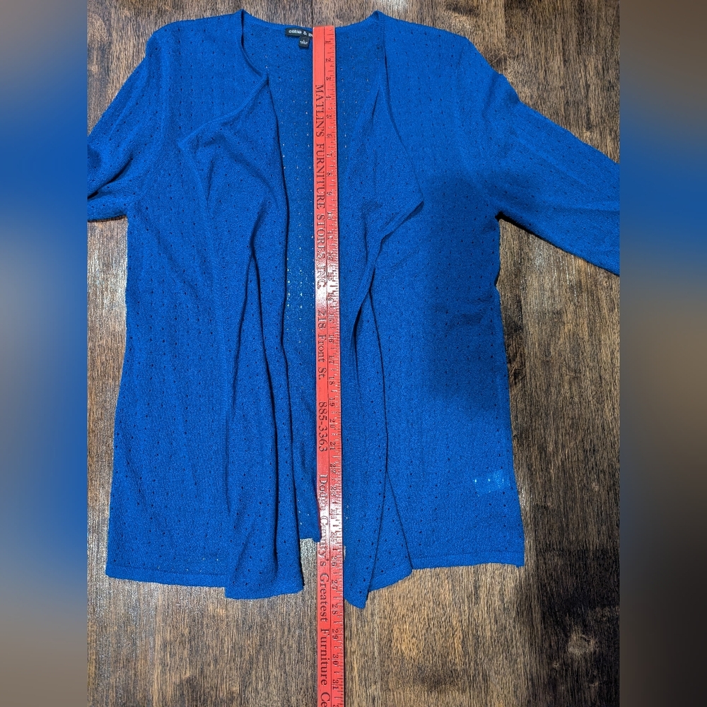 Cable & Gauge Blue Open Front Cardigan - Picture 7 of 8
